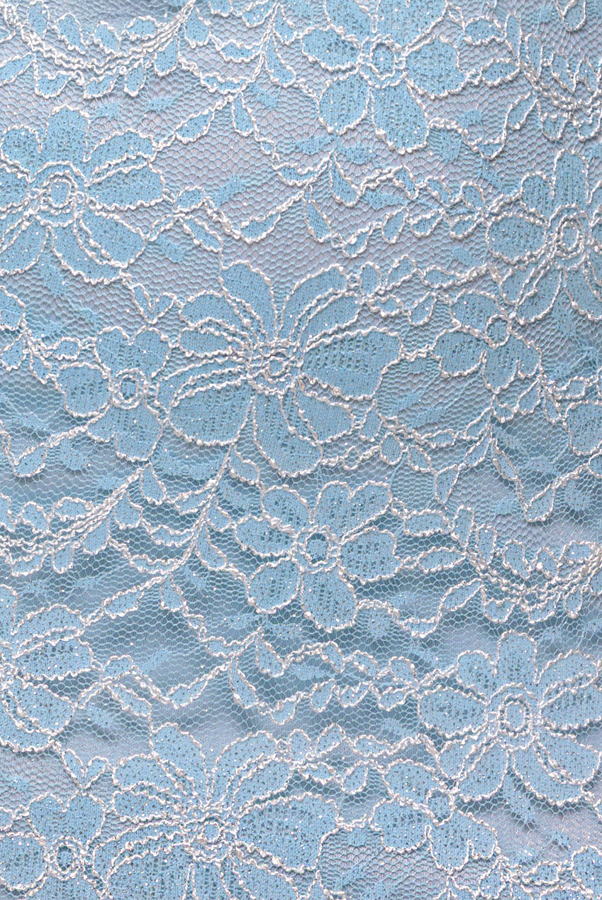 Goddiva Cape Sleeve Lace Mermaid Hem Maxi Dress - Sky Blue