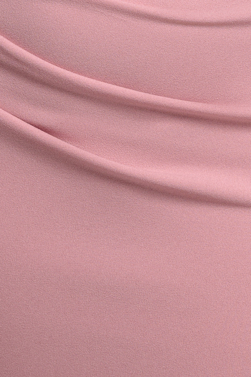 Goddiva Puffy Satin  Sleeve Scuba Maxi Dress - Blush Pink