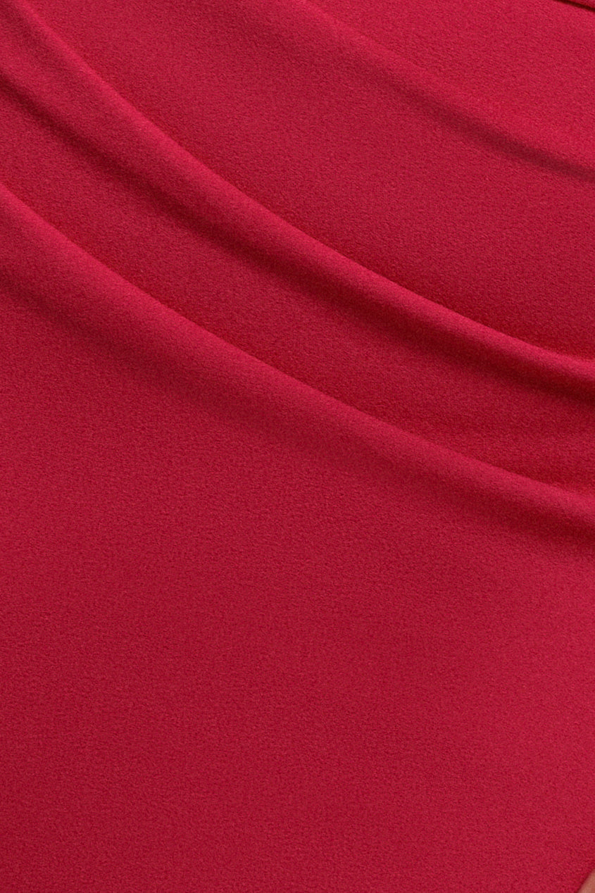 Goddiva Puffy Satin  Sleeve Scuba Maxi Dress - Magenta