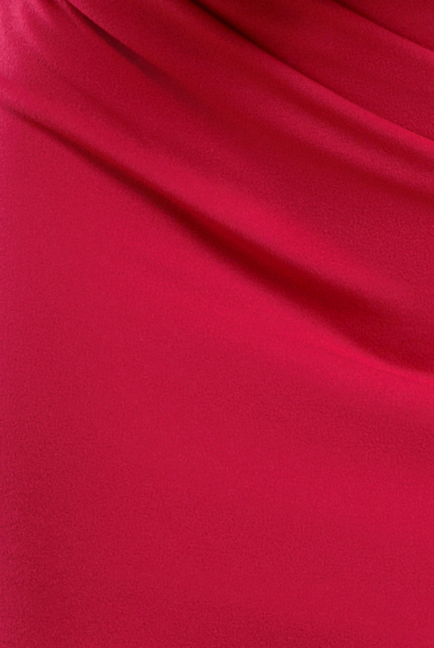 Goddiva Puffy Satin  Sleeve Scuba Maxi Dress - Magenta
