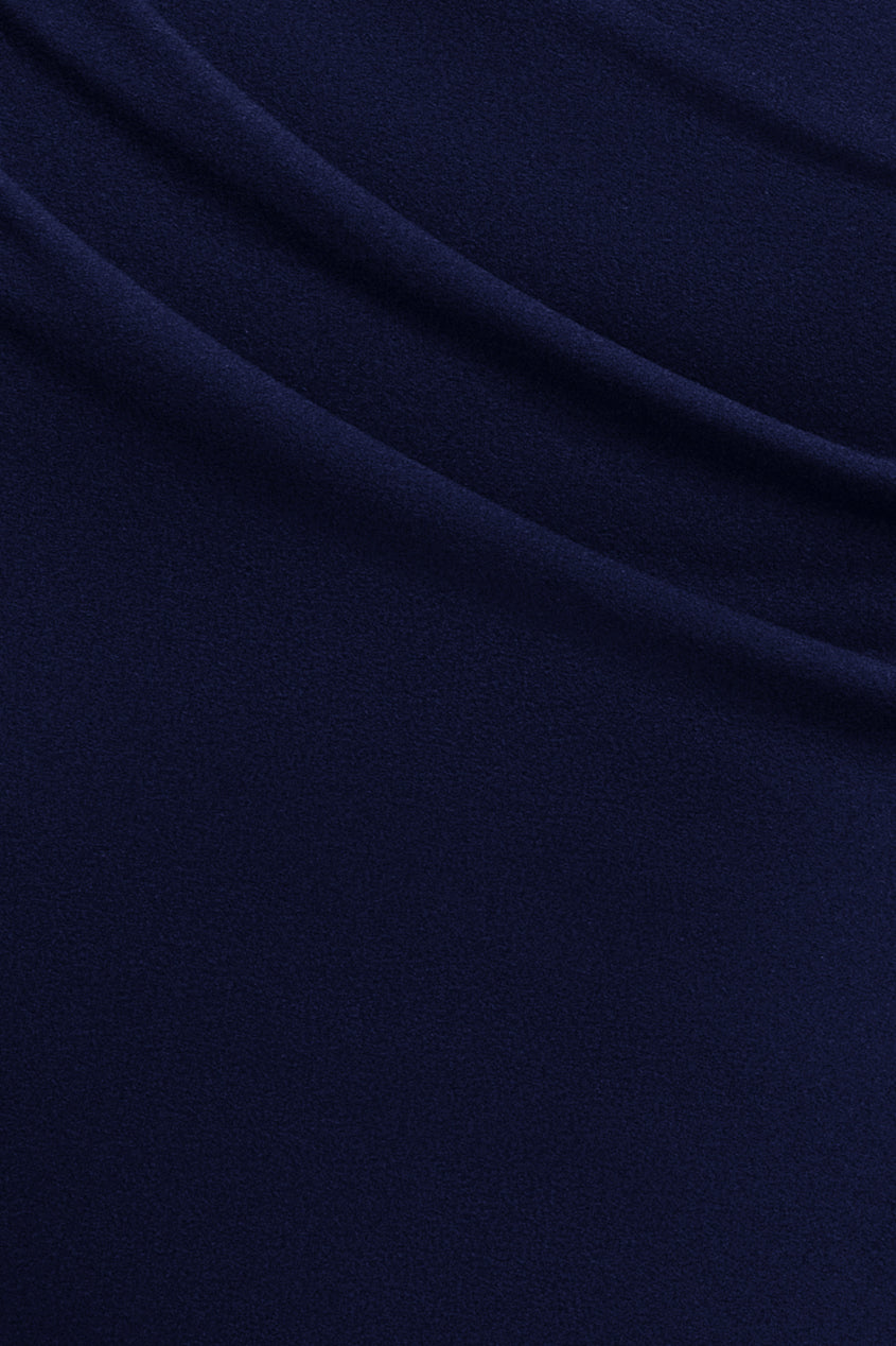 Goddiva Puffy Satin  Sleeve Scuba Maxi Dress - Navy Blue