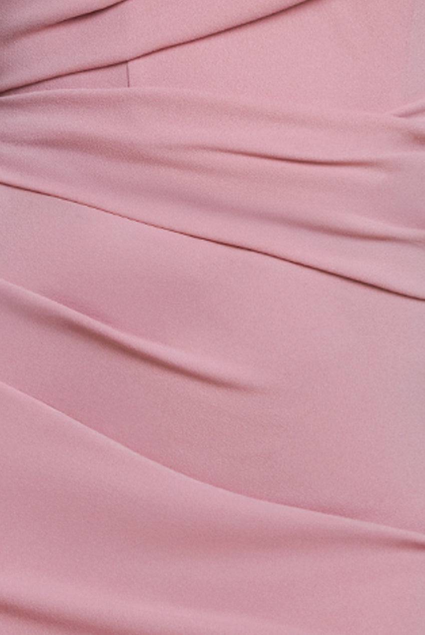 Goddiva Puffy Satin  Sleeve Scuba Maxi Dress - Blush Pink