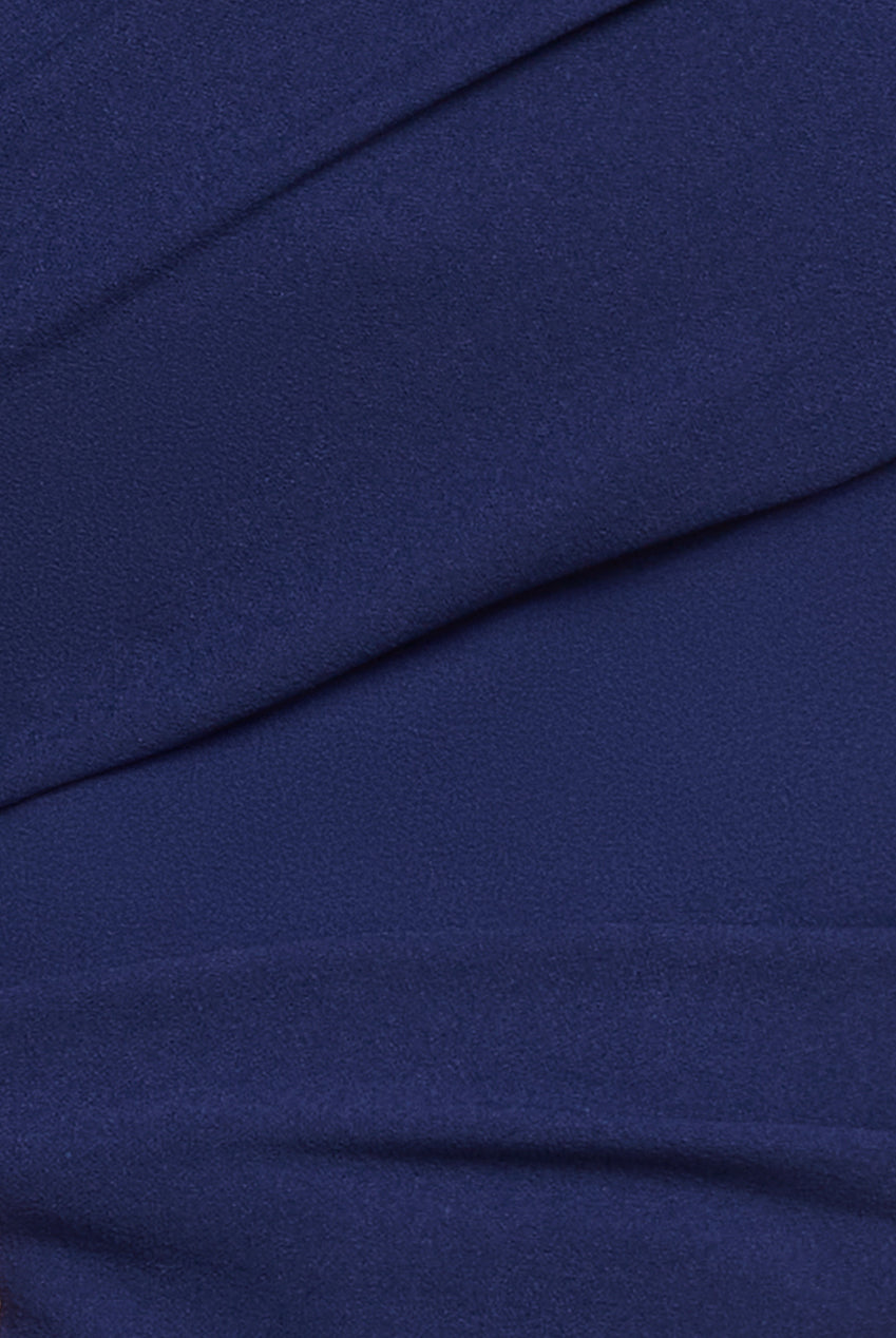 Goddiva Puffy Satin  Sleeve Scuba Maxi Dress - Navy Blue