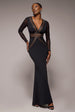 Goddiva Front Crossover Lurex Split Maxi Dress - Black