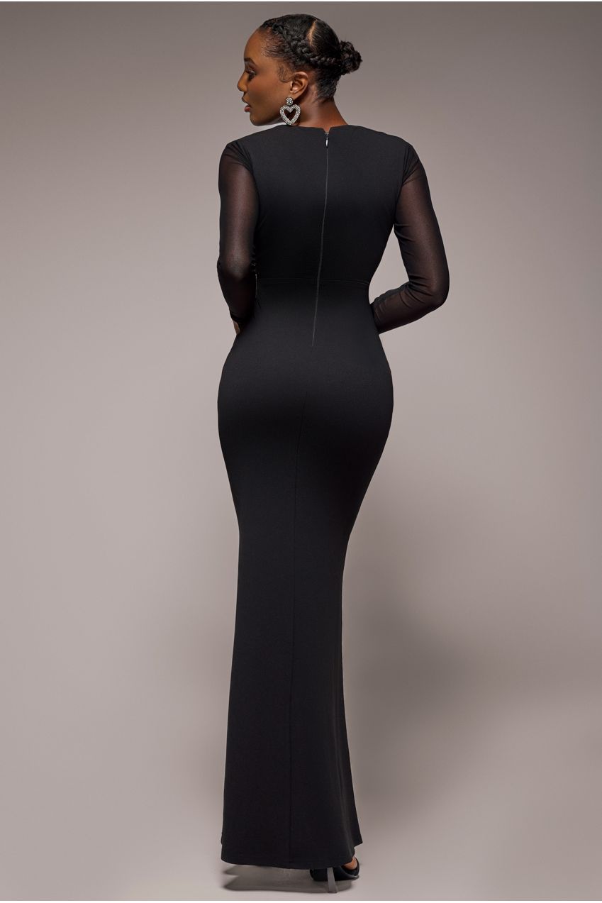 Goddiva Front Crossover Lurex Split Maxi Dress - Black