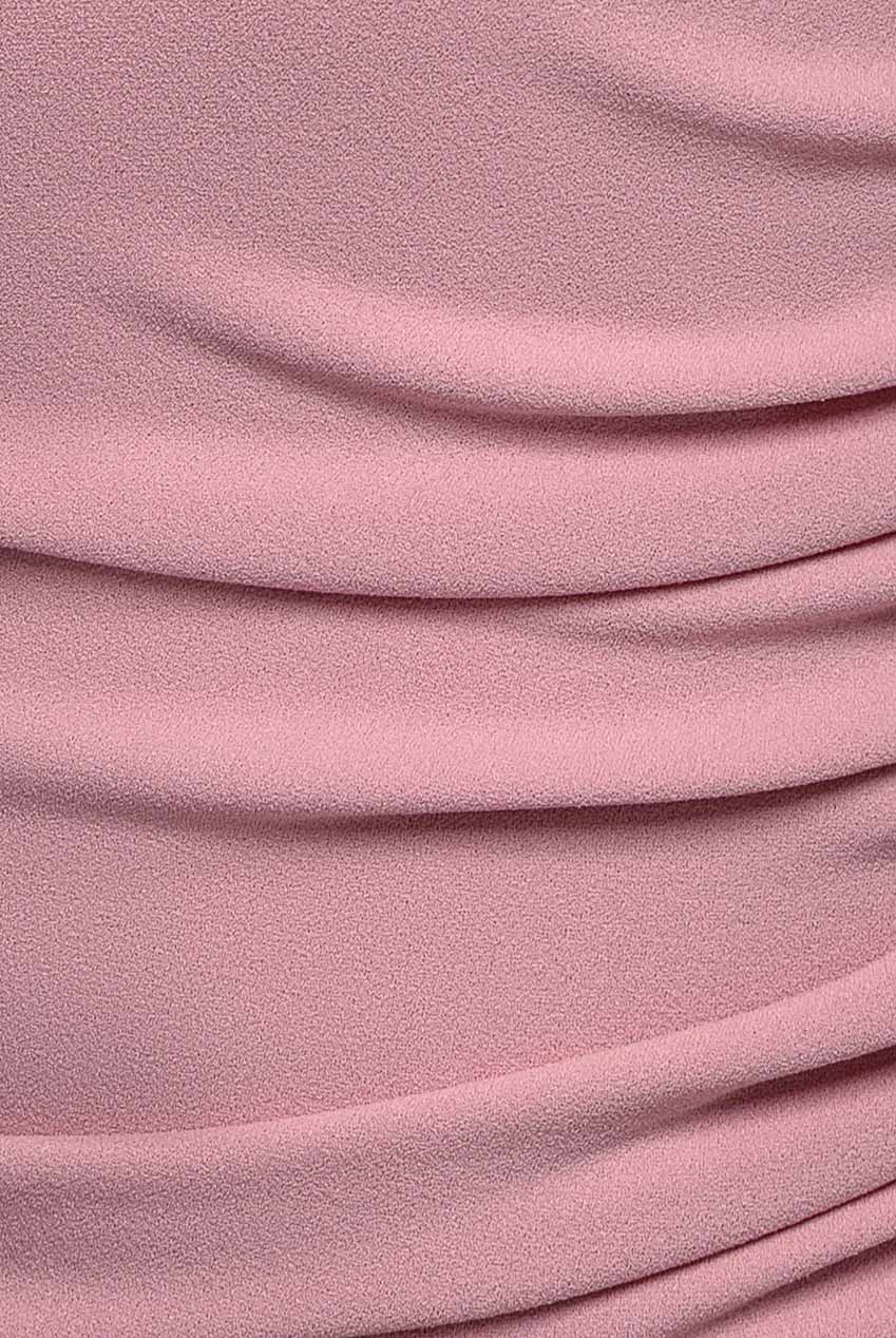 Goddiva One Shoulder Puffed Satin Sleeve Evening Maxi Dress - Blush Pink