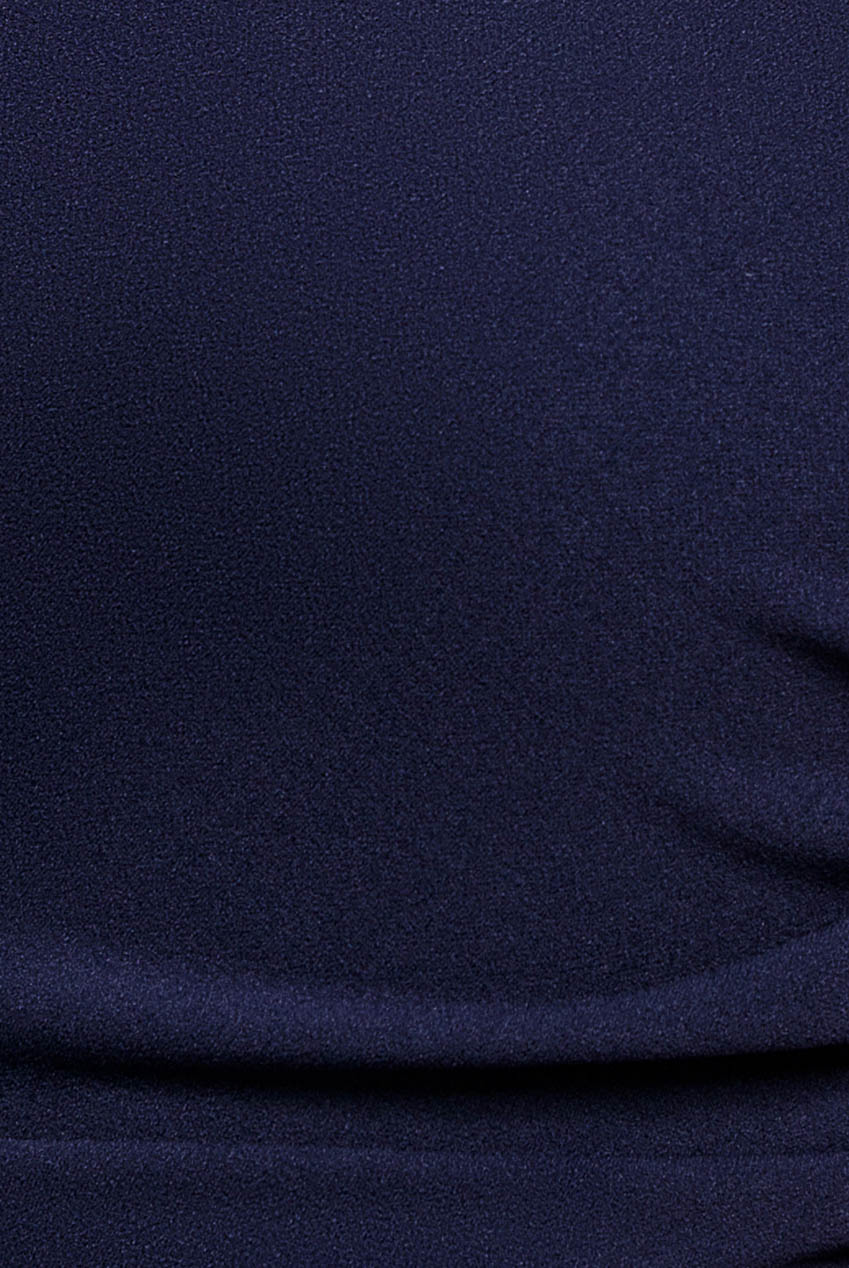 Goddiva One Shoulder Puffed Satin Sleeve Evening Maxi Dress - Navy Blue