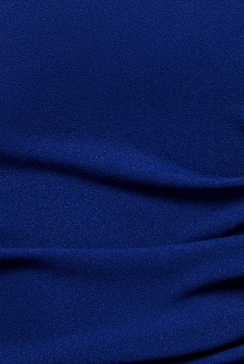 Goddiva One Shoulder Puffed Satin Sleeve Evening Maxi Dress - Royal Blue