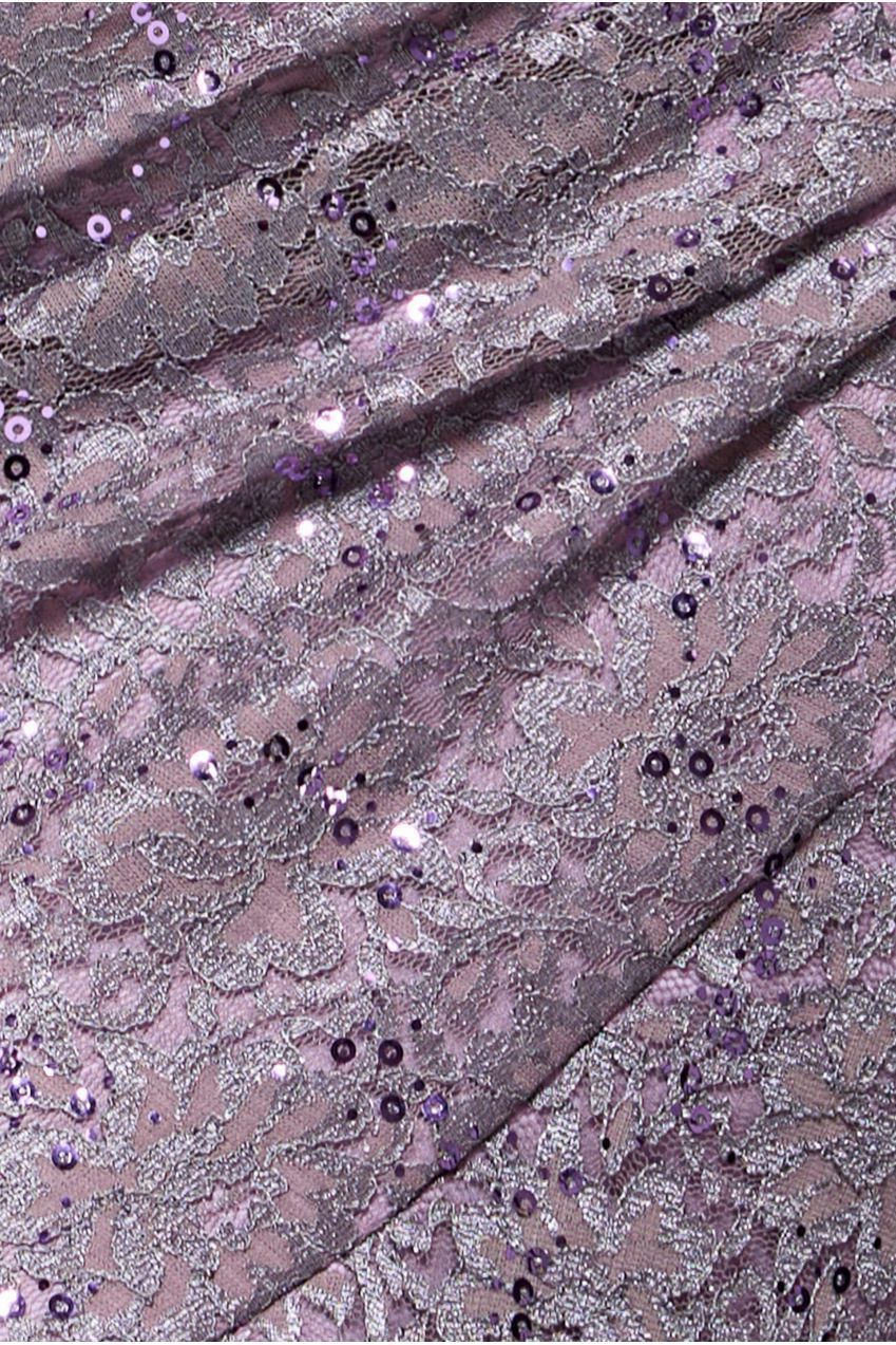Goddiva Cowl Neck Sequin Lace Maxi Dress - Dusky Purple