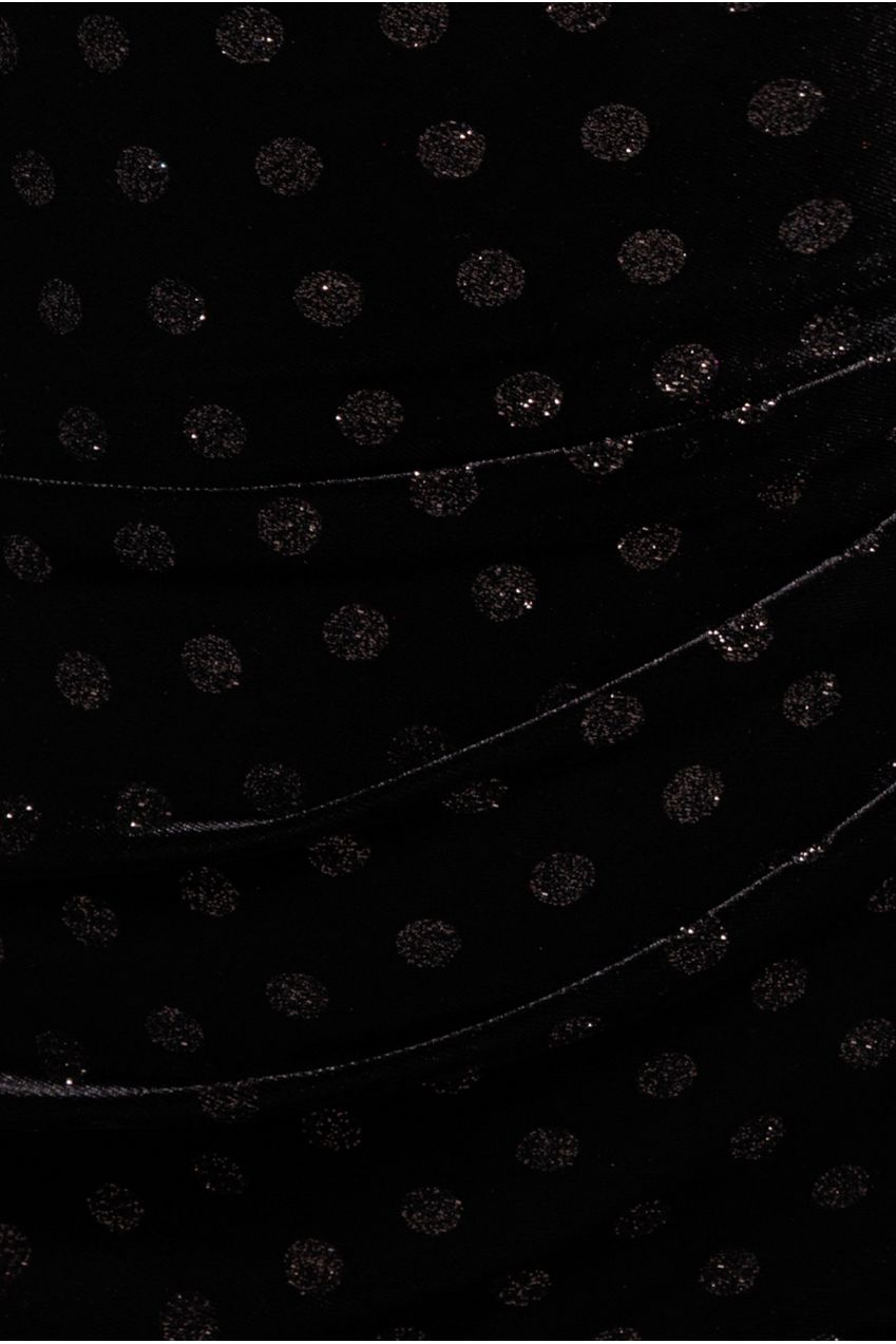 Goddiva Glitter Polka Dot Velvet One Shoulder Maxi Dress - Black