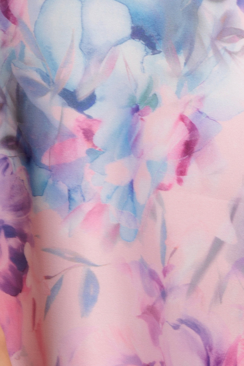 Goddiva Printed Scuba Square Neck Puff Sleeve Midi Dress - Blush Pink