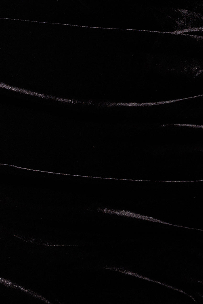 Goddiva Square Neck Scalloped Crochet Sleeve Velvet Midi Dress - Black