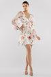 Goddiva Sustainable Tiered Wrap Floral Mini Dress - White Floral
