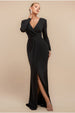 Goddiva Front Wrap Lurex Bodycon Maxi Dress - Black