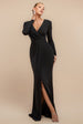 Goddiva Front Wrap Lurex Bodycon Maxi Dress - Black