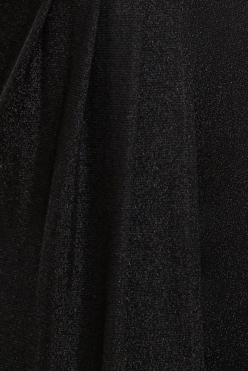 Goddiva Front Wrap Lurex Bodycon Maxi Dress - Black