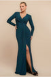 Goddiva Front Wrap Lurex Bodycon Maxi Dress - Emerald Green
