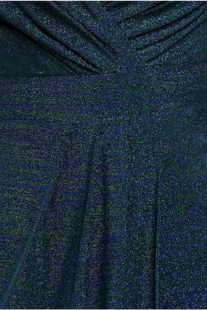 Goddiva Front Wrap Lurex Bodycon Maxi Dress - Emerald Green