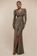 Goddiva Front Wrap Lurex Bodycon Maxi Dress - Gold