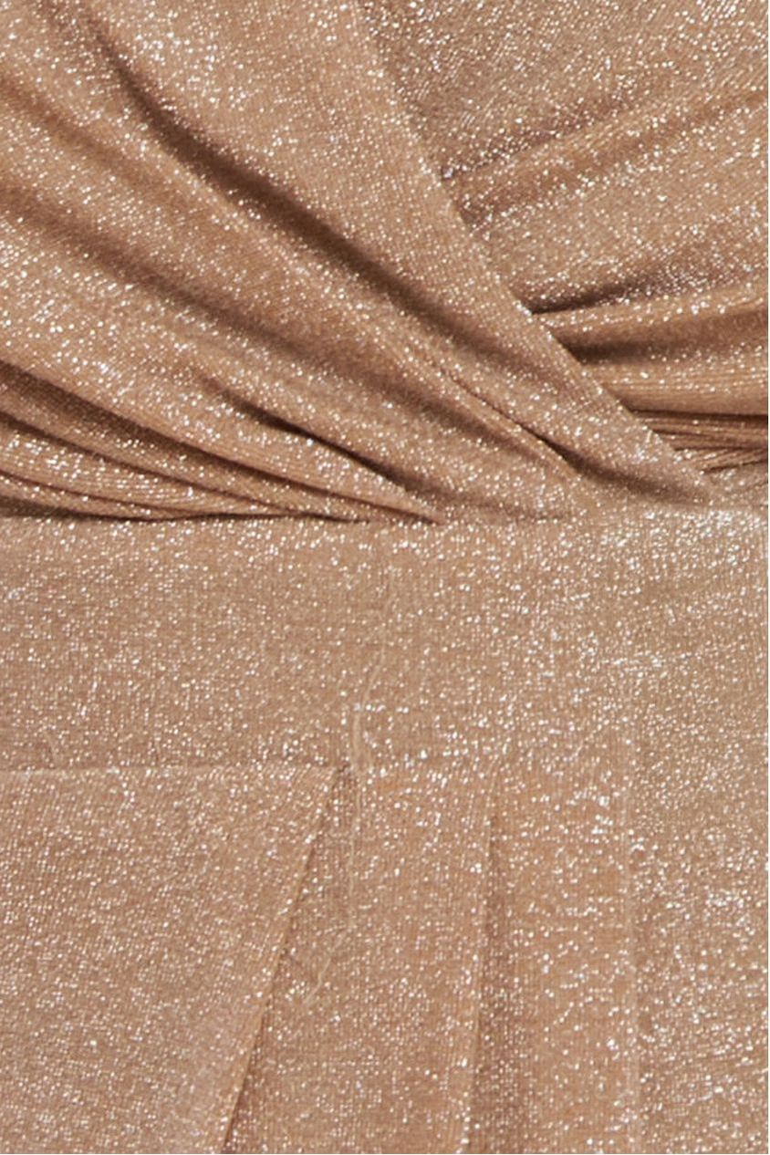 Goddiva Front Wrap Lurex Bodycon Maxi Dress - Nude