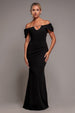 Goddiva Diamante Heart Trim Evening Maxi Dress - Black