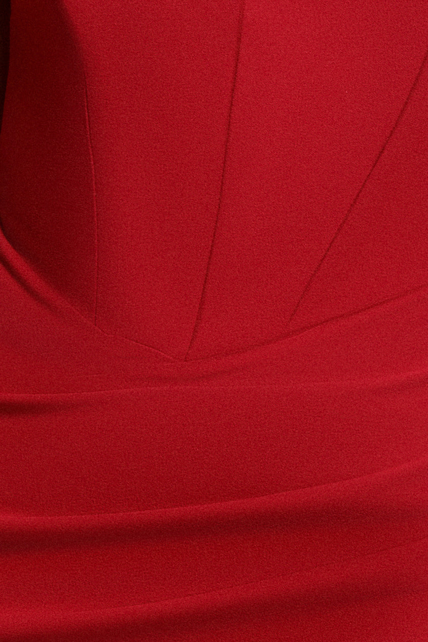 Goddiva Diamante Heart Trim Evening Maxi Dress - Red