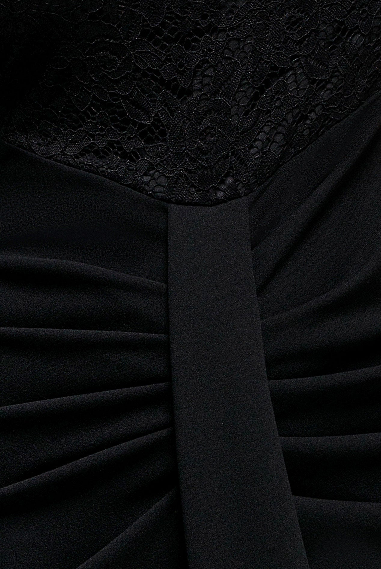 Goddiva Lace High Neck Sheer Bodice Long Sleeve Maxi Dress - Black