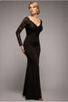 Goddiva Scalloped Lace Bodice Long Sleeve Bardot Maxi Dress - Black