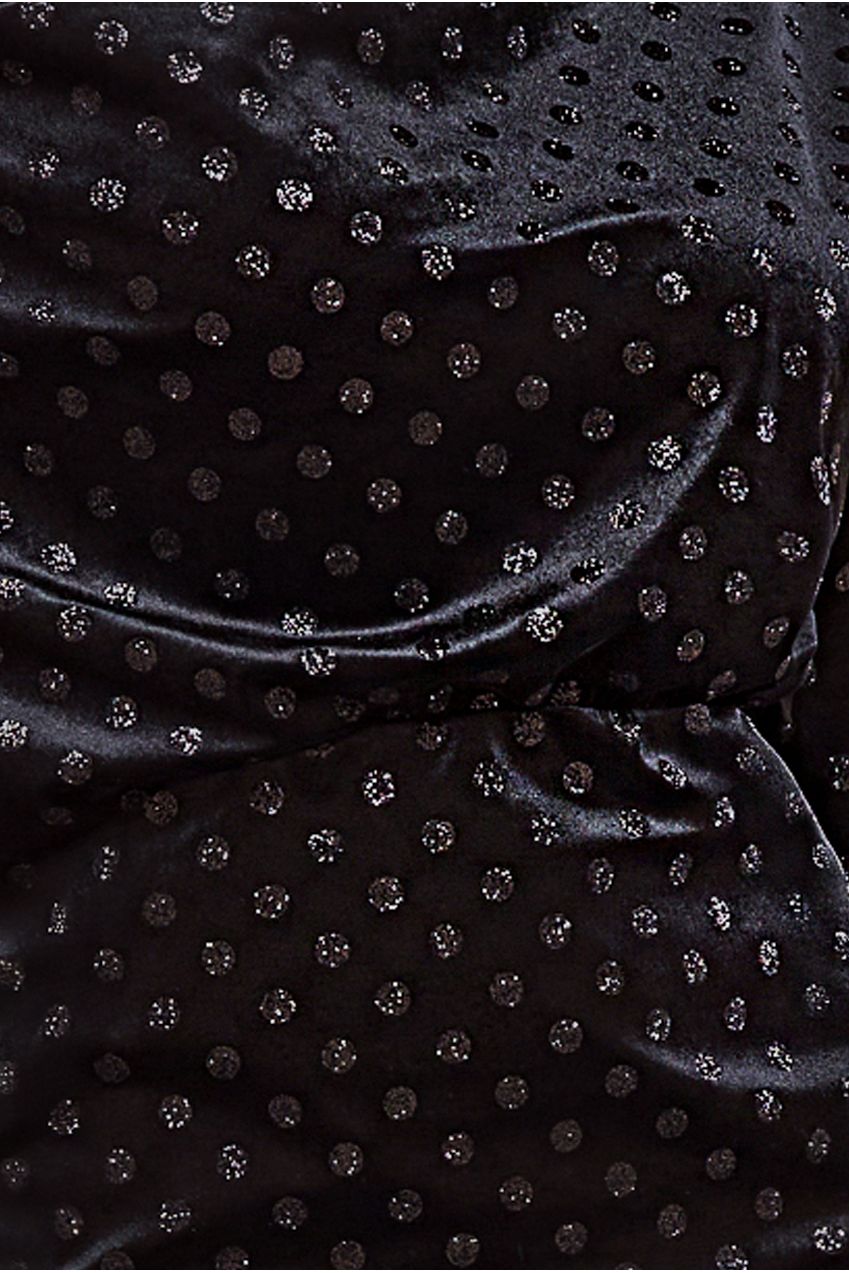 Goddiva Glitter Velvet Cowl Neck Sheath Midi Dress - Black