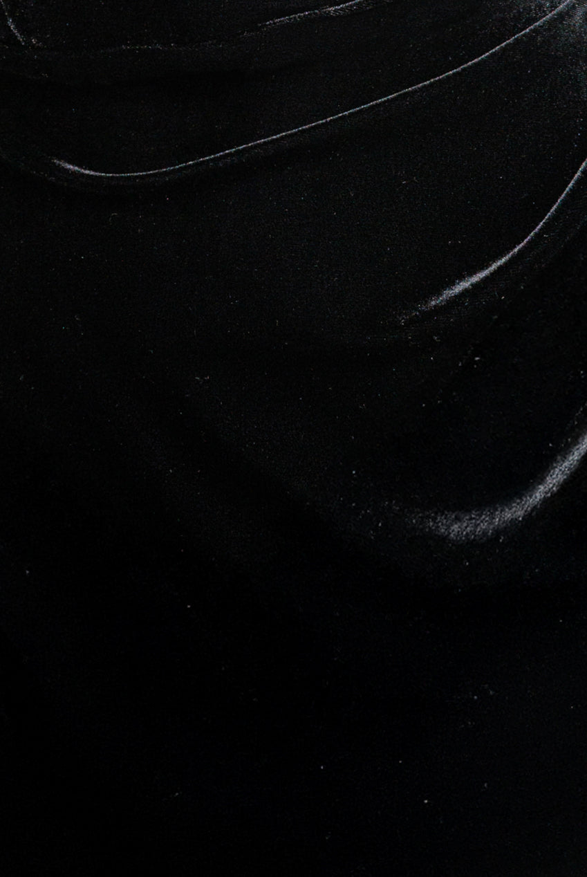 Goddiva Off The Shoulder Deep Plunge Velvet Maxi Dress - Black