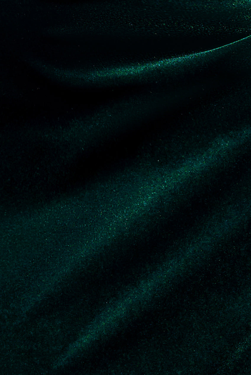 Goddiva Off The Shoulder Deep Plunge Velvet Maxi Dress - Emerald Green