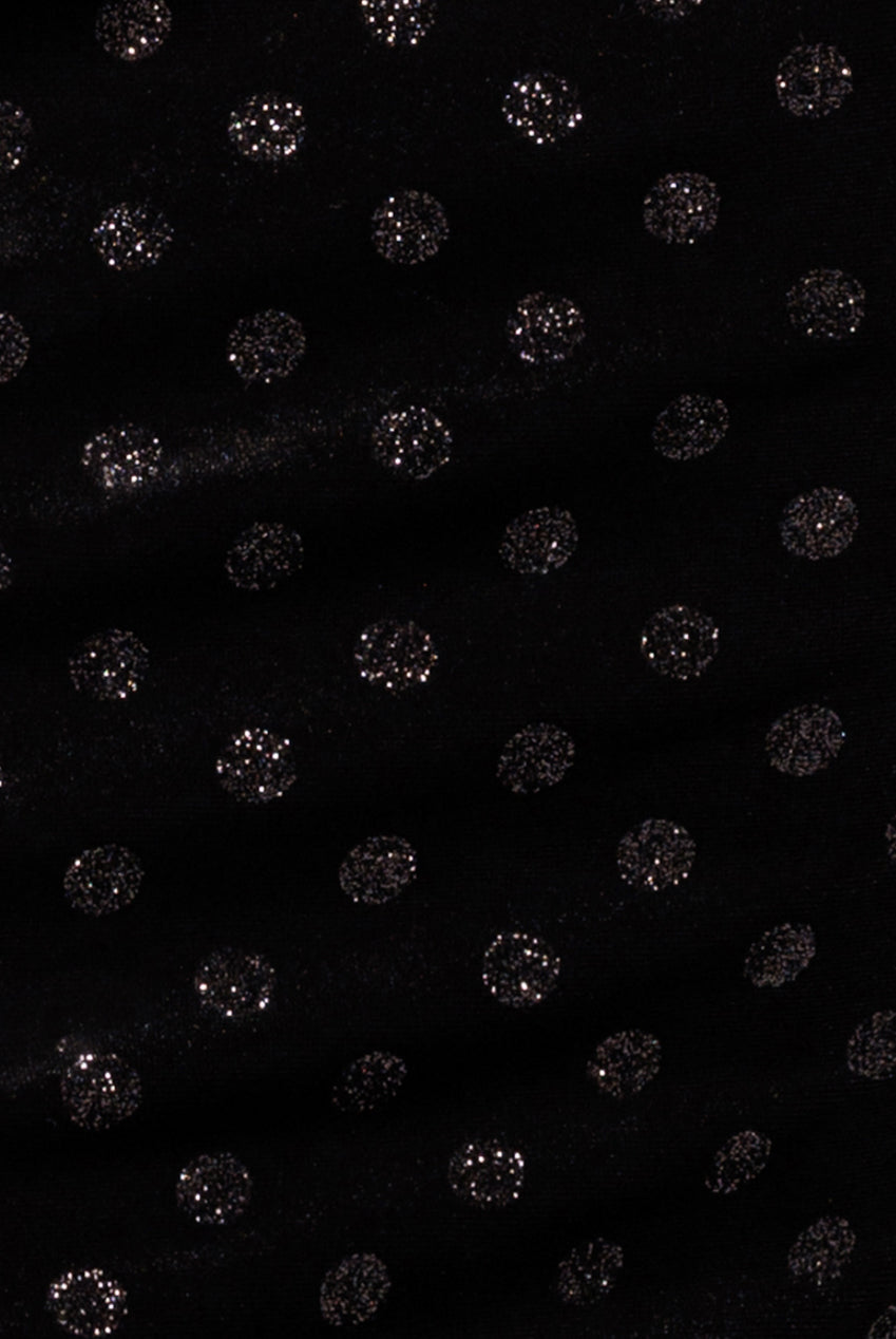 Goddiva Glitter Velvet Cowl Neck Off The Shoulder Maxi Dress - Black