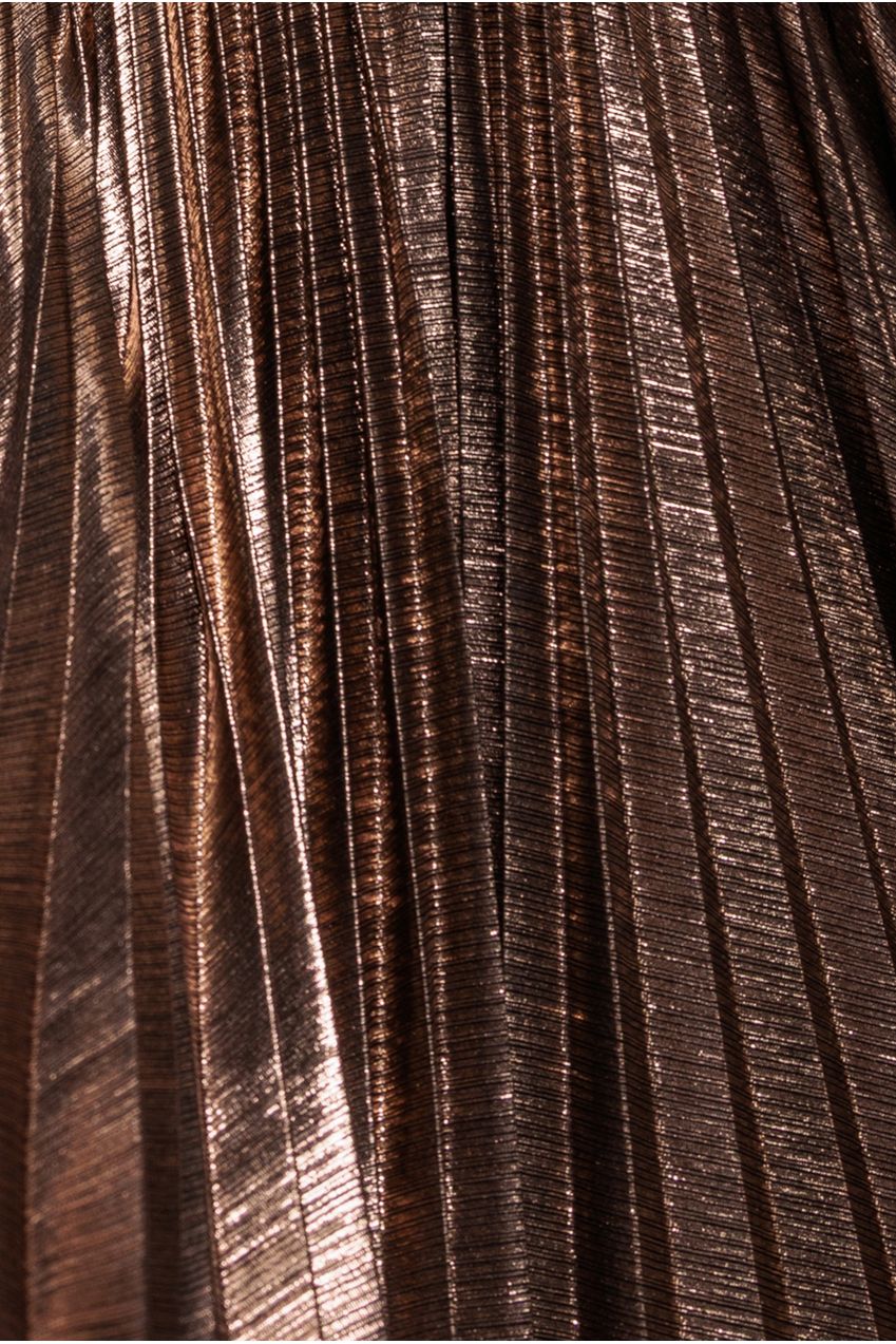 Goddiva Sunrise Foil Halterneck A-Line Maxi Dress - Bronze