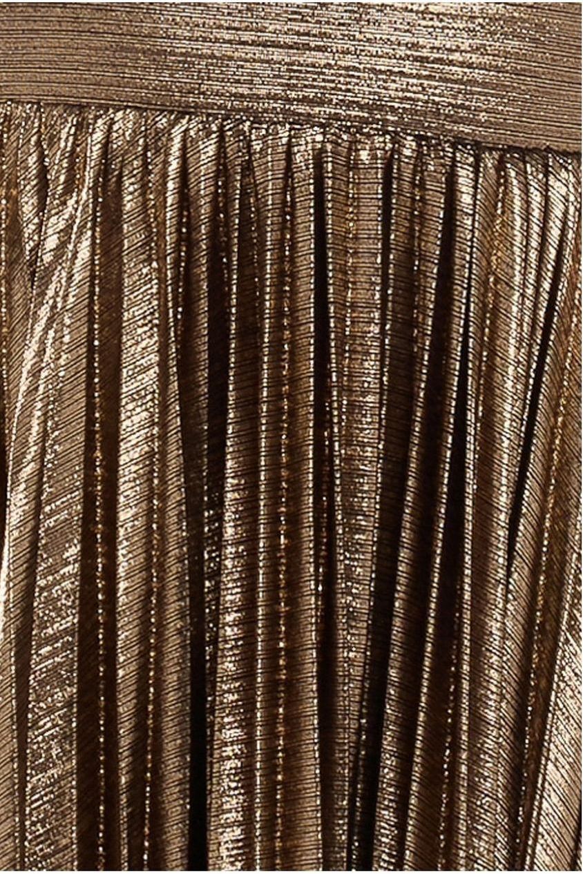 Goddiva Sunrise Foil Halterneck A-Line Maxi Dress - Bronze