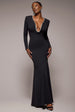 Goddiva Diamante Embellished Neck Bodycon Maxi Dress - Black