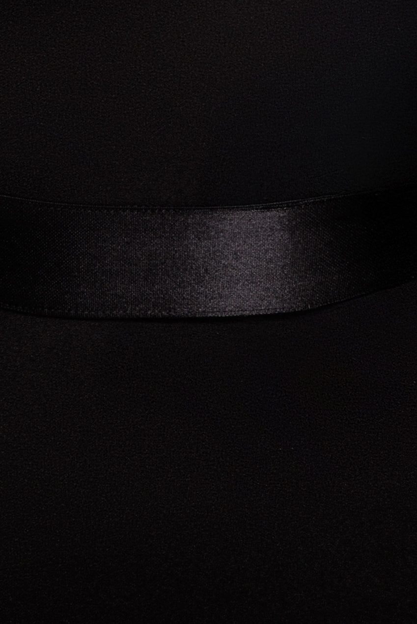 Goddiva Dobby Mesh Feather Sleeve Evening Maxi Dress - Black