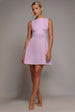 Goddiva Boatneck Open Back Scuba Mini Dress - Lilac