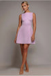 Goddiva Boatneck Open Back Scuba Mini Dress - Lilac