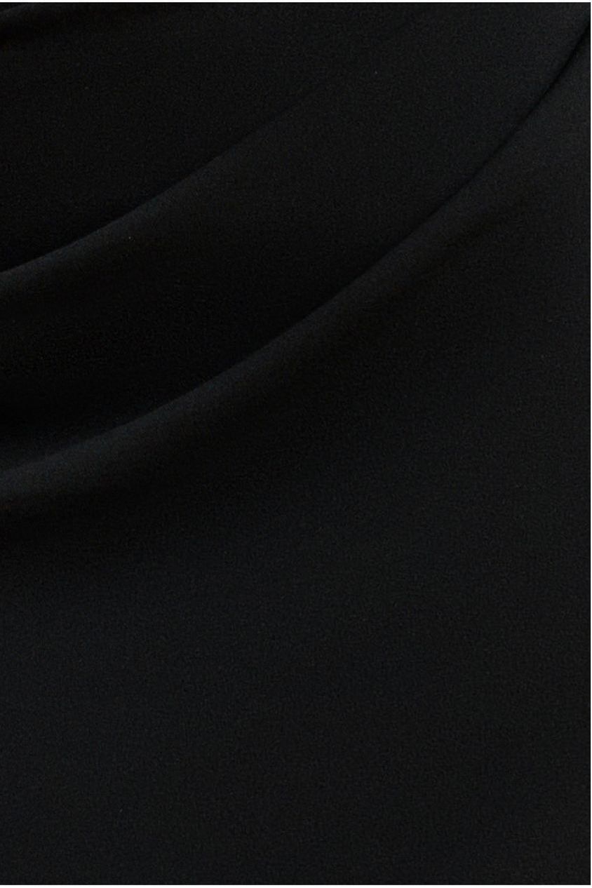 Goddiva Contrast Off Shoulder Back Satin Bow Scuba Maxi Dress - Black Cream