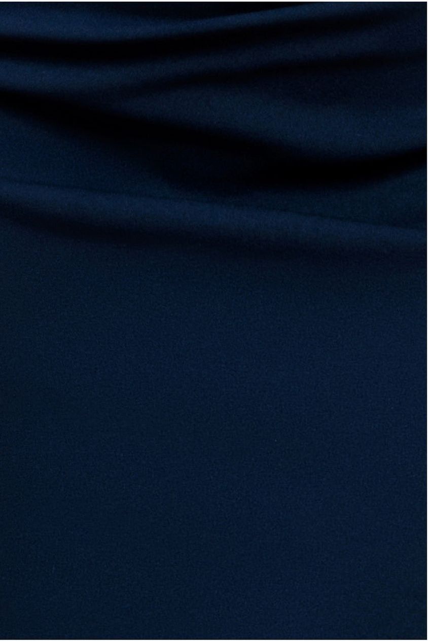 Goddiva Off Shoulder Back Satin Bow Scuba Maxi Dress - Navy Blue
