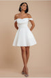 Goddiva Sparkle Chiffon Cowl Bardot Skater Mini Dress - Cream