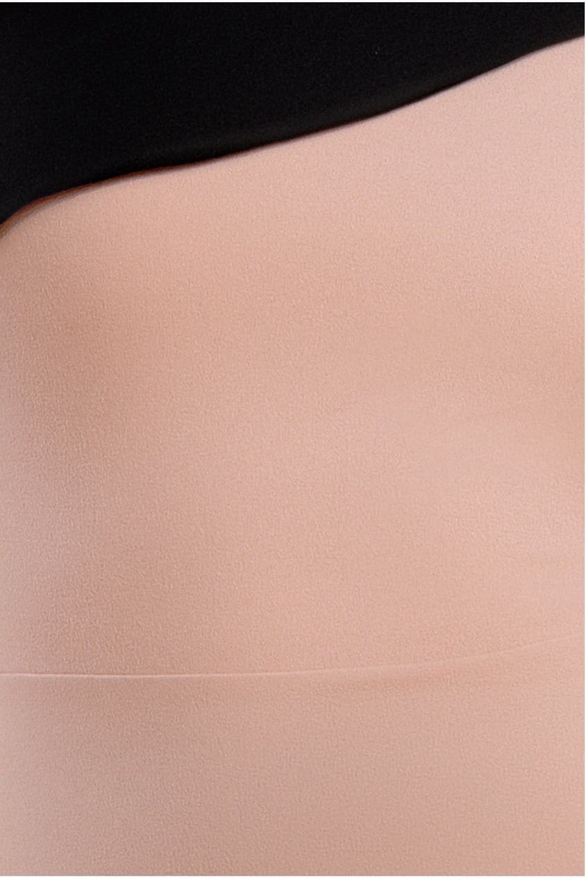 Goddiva One Shoulder Contrast Bow Maxi Dress - Nude Black