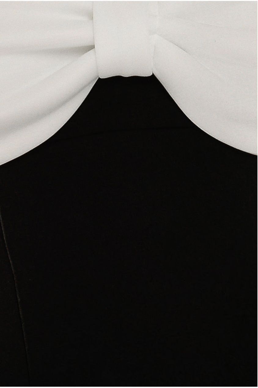 Goddiva Bow Off The Shoulder A Line Midi Dress - Black Cream