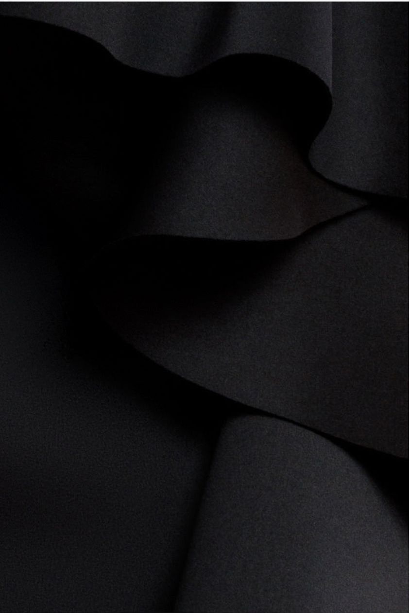 Goddiva Boobtube Peplum  Waterfall Frill Maxi Dress - Black