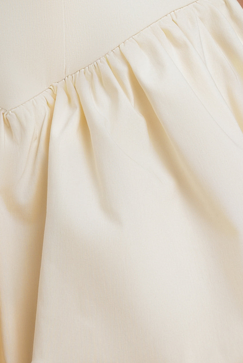 Goddiva Bardot Babydoll Corset Mini Dress - Cream