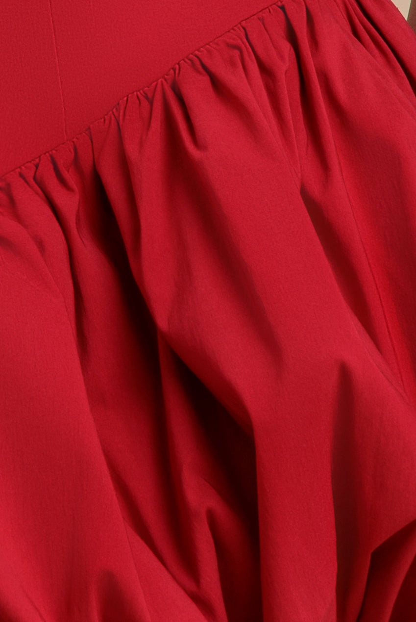 Goddiva Bardot Babydoll Corset Mini Dress - Red