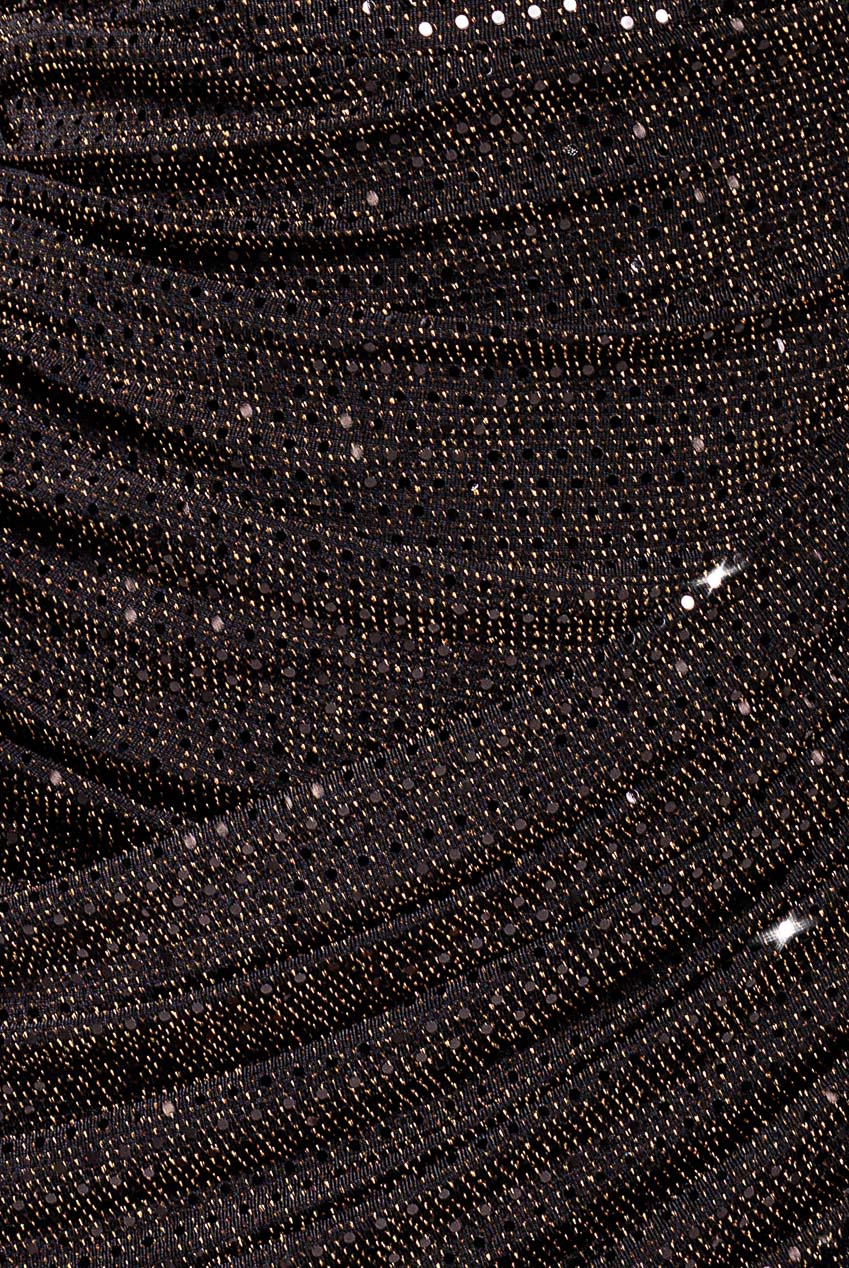 Goddiva Cowl Neck Glitter Lurex Mini Dress - Black