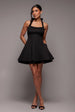 Goddiva Organza Frill Bow Back Halter Mini Dress - Black
