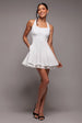 Goddiva Organza Frill Bow Back Halter Mini Dress - Cream
