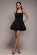 Goddiva Organza Frill Bow Back Halter Mini Dress - Black